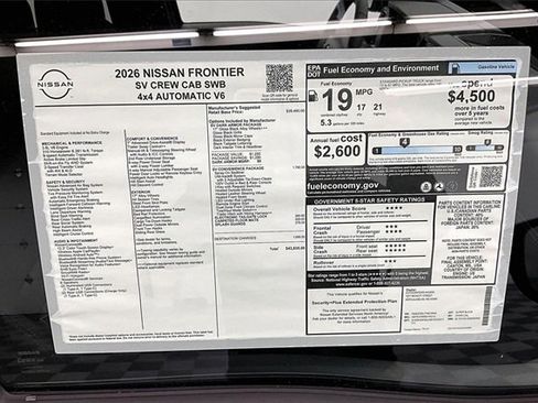 New 2026 Nissan Frontier SV w/ SV Convenience Package image 38