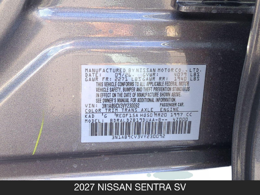 New 2027 Nissan Sentra SV FWD image 24