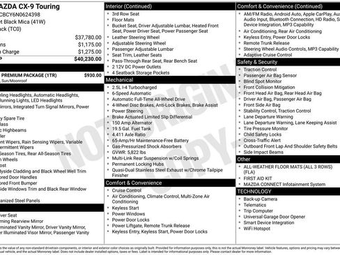 Certified 2022 MAZDA CX-9 Touring w/ Touring Premium Package image 5