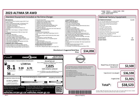 Used 2023 Nissan Altima 2.5 SR AWD/4WD image 2