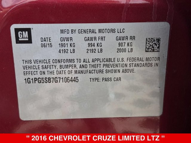 Used 2016 Chevrolet Cruze LTZ w/ Sun, Sound and Sport Package FWD image 40
