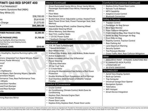 Used 2022 INFINITI Q60 Red Sport 400 w/ Carbon Fiber Package image 2