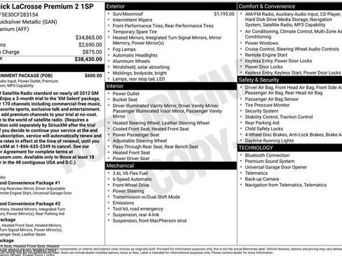 Used 2012 Buick LaCrosse Premium w/ Entertainment Package FWD image 3