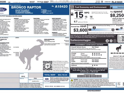 Used 2024 Ford Bronco Raptor w/ Interior Carbon Fiber Pack 6 AWD/4WD image 8
