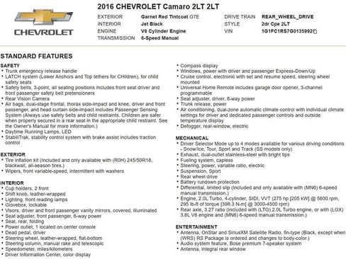 Used 2016 Chevrolet Camaro LT RWD image 17