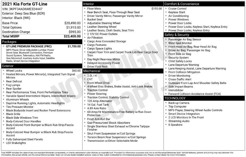 Certified 2021 Kia Forte GT-Line w/ GT-Line Premium Package FWD image 2