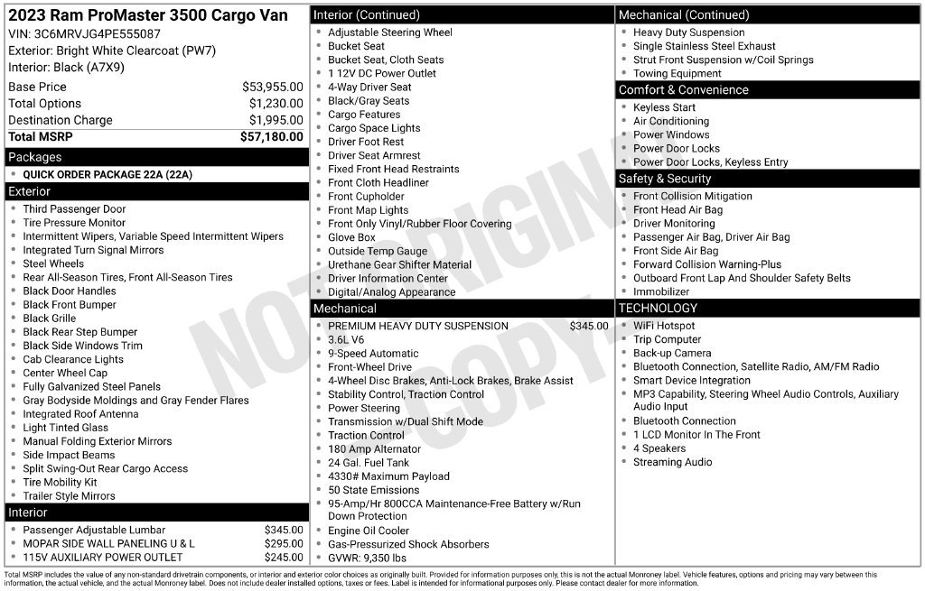 Used 2023 RAM ProMaster 3500 FWD image 7