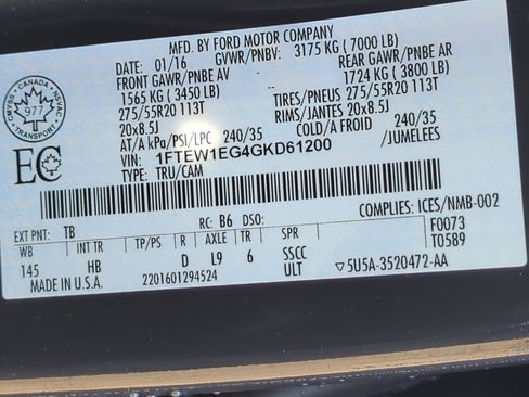 Used 2016 Ford F150 Lariat w/ Equipment Group 501A Mid image 34