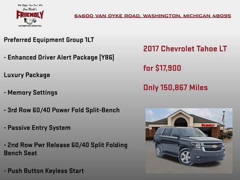 Used 2017 Chevrolet Tahoe LT w/ Luxury Package image 20