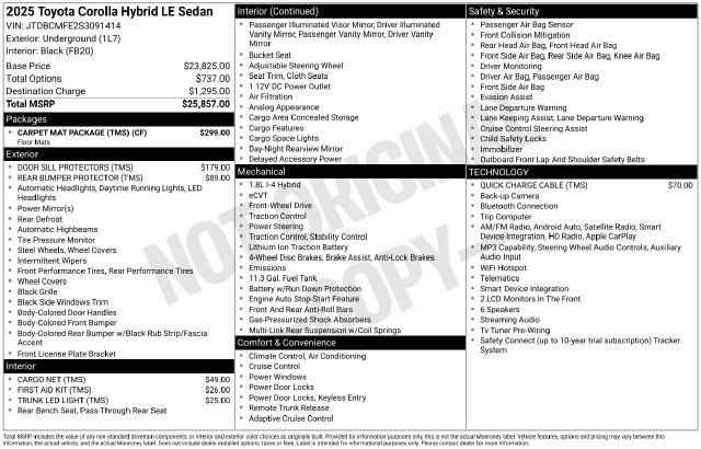 Certified 2025 Toyota Corolla LE w/ Carpet Mat Package (TMS) FWD image 32