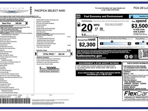 New 2027 Chrysler Pacifica Select AWD/4WD image 2