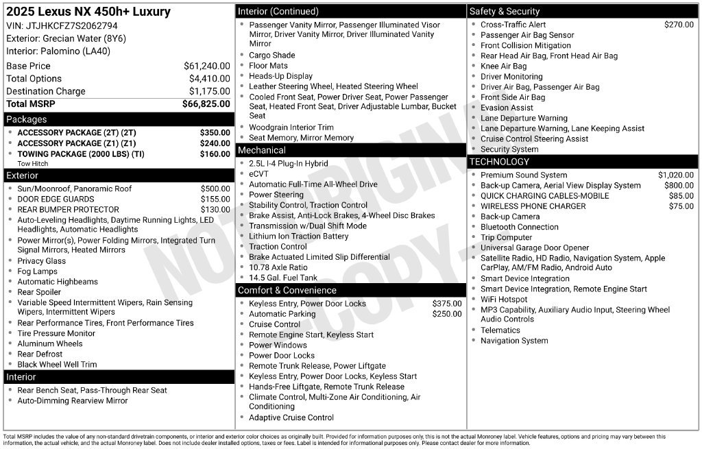Used 2025 Lexus NX 450h+ AWD w/ Accessory Package (2T) image 35