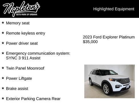 Used 2023 Ford Explorer Platinum w/ Premium Technology Package RWD image 16