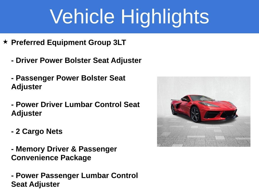 Certified 2020 Chevrolet Corvette Stingray Premium Cpe w/ 3LT Preferred Equipment Group RWD image 3