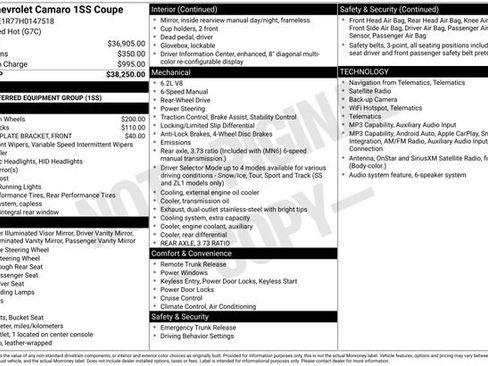 Used 2017 Chevrolet Camaro SS RWD image 1