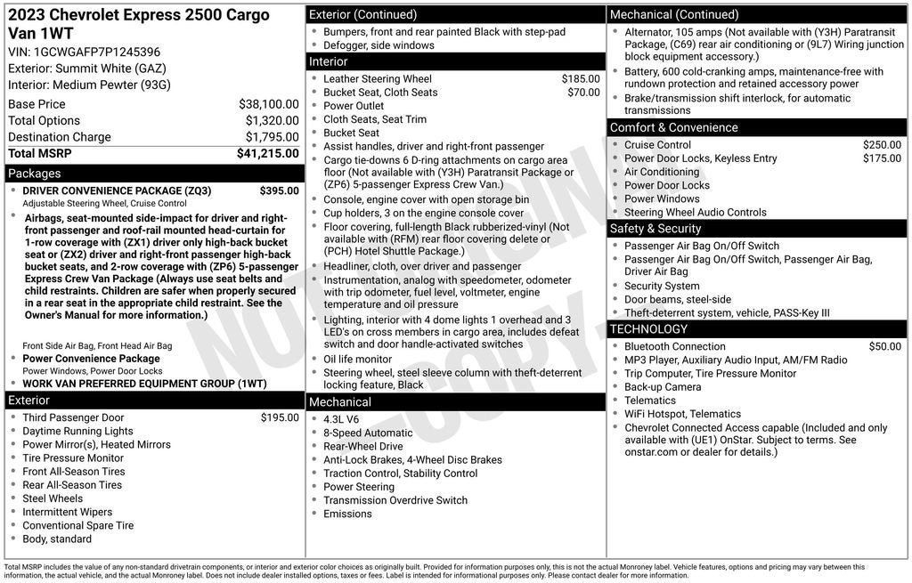 Used 2023 Chevrolet Express 2500 w/ Driver Convenience Package RWD image 5