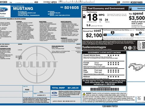 Used 2019 Ford Mustang Bullitt w/ Bullitt Electronics Package RWD image 2