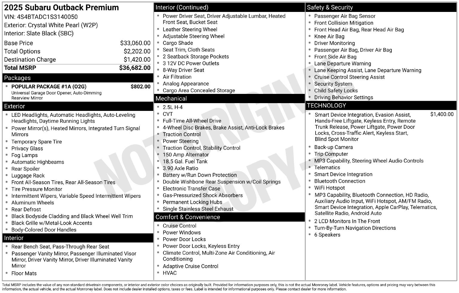 Certified 2025 Subaru Outback Premium w/ Popular Package #1A AWD/4WD image 34