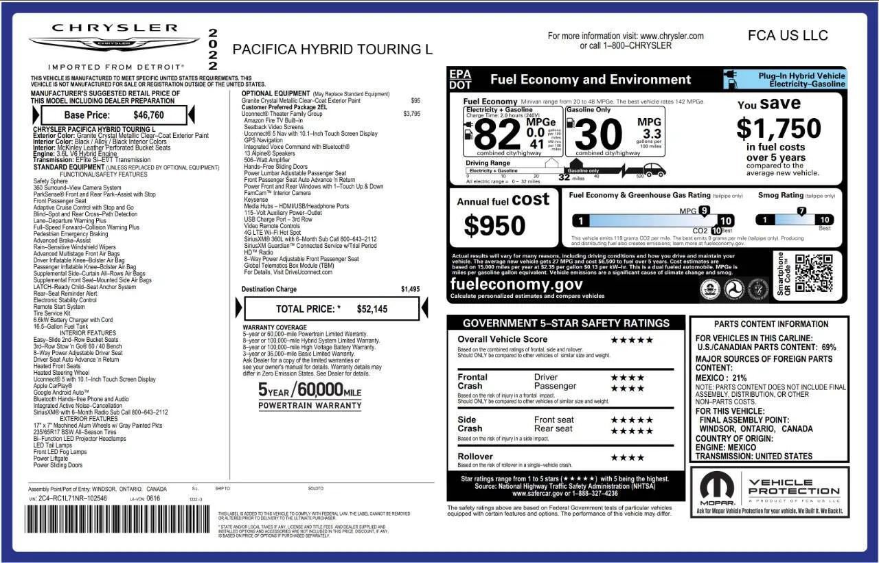 Used 2022 Chrysler Pacifica Touring-L w/ Uconnect Theater Family Group FWD image 7