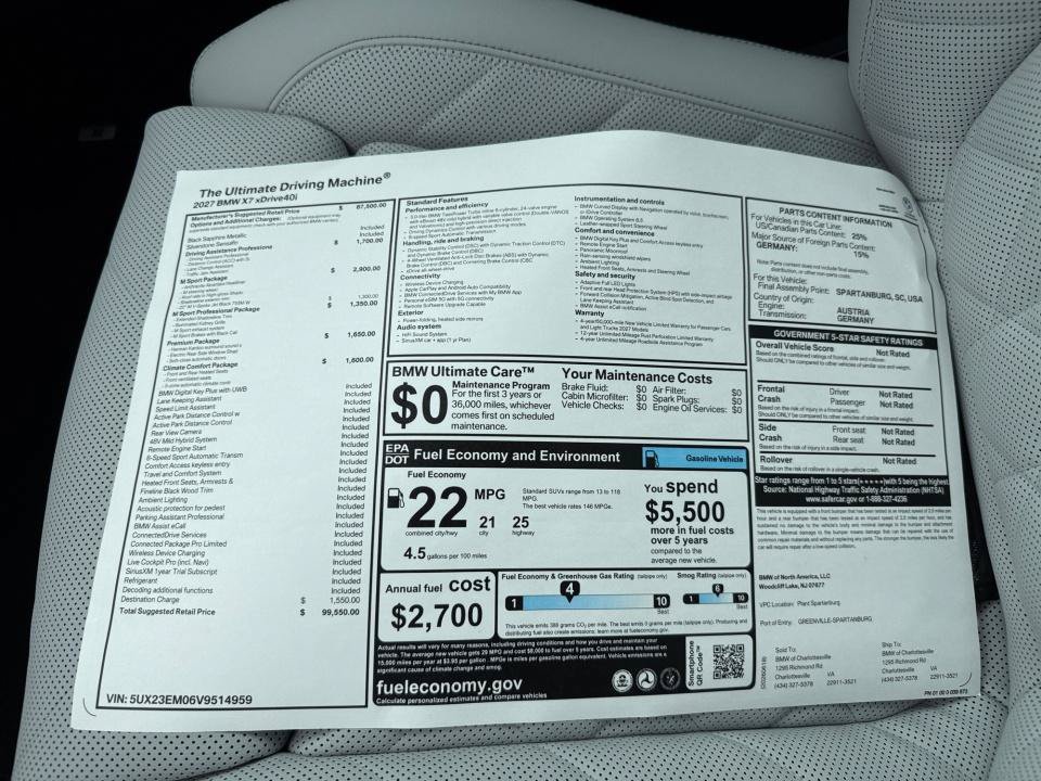 New 2027 BMW X7 xDrive40i w/ M Sport Package AWD/4WD image 33