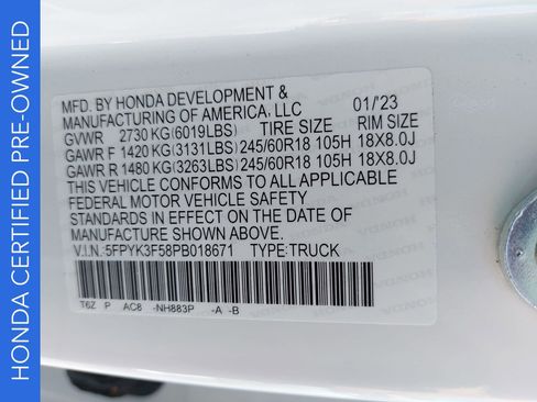 Certified 2023 Honda Ridgeline RTL image 37