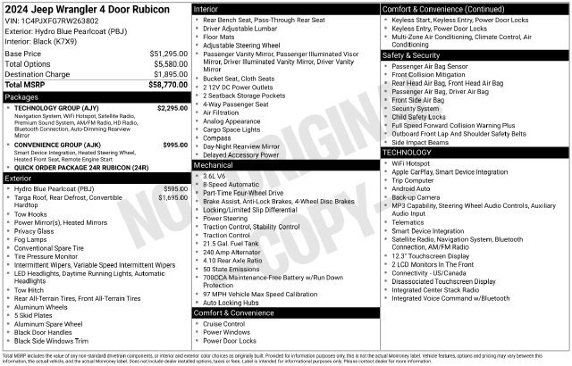 Certified 2024 Jeep Wrangler Unlimited Rubicon w/ Technology Group AWD/4WD image 9