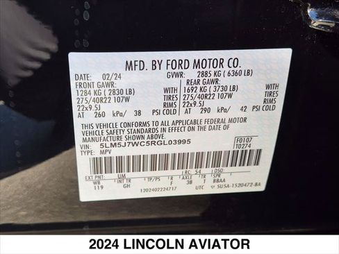 Certified 2024 Lincoln Aviator Reserve w/ Equipment Group 201A RWD image 28