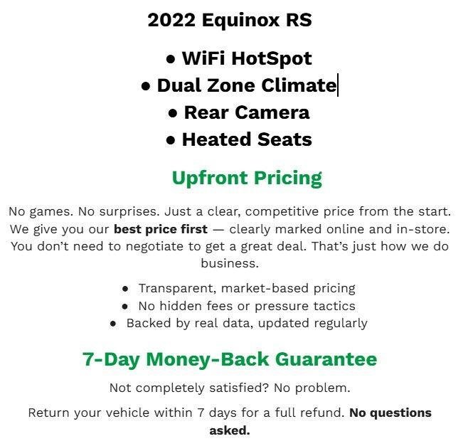 Used 2022 Chevrolet Equinox RS w/ LPO, Floor Liner Package AWD/4WD image 2
