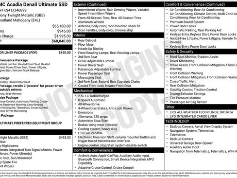 New 2026 GMC Acadia Denali Ultimate w/ LPO, Floor Liner Package AWD/4WD image 50