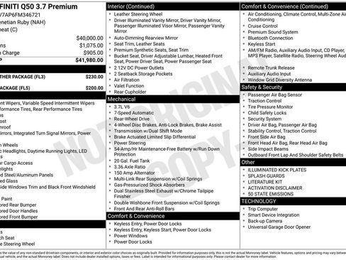 Used 2015 INFINITI Q50 Premium w/ All Weather Package image 28