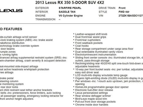 Used 2013 Lexus RX 350 FWD w/ Premium Pkg image 29