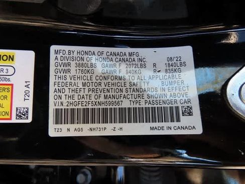 Certified 2022 Honda Civic Sport image 24