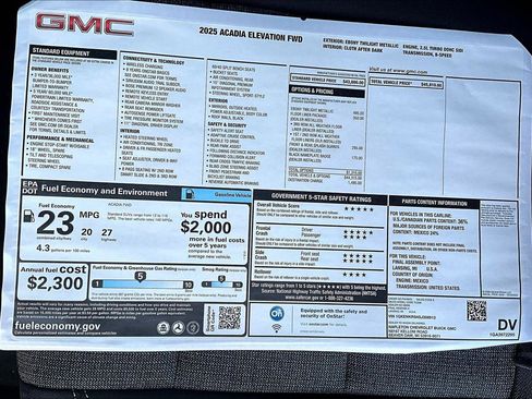 New 2025 GMC Acadia Elevation w/ LPO, Floor Liner Package image 14