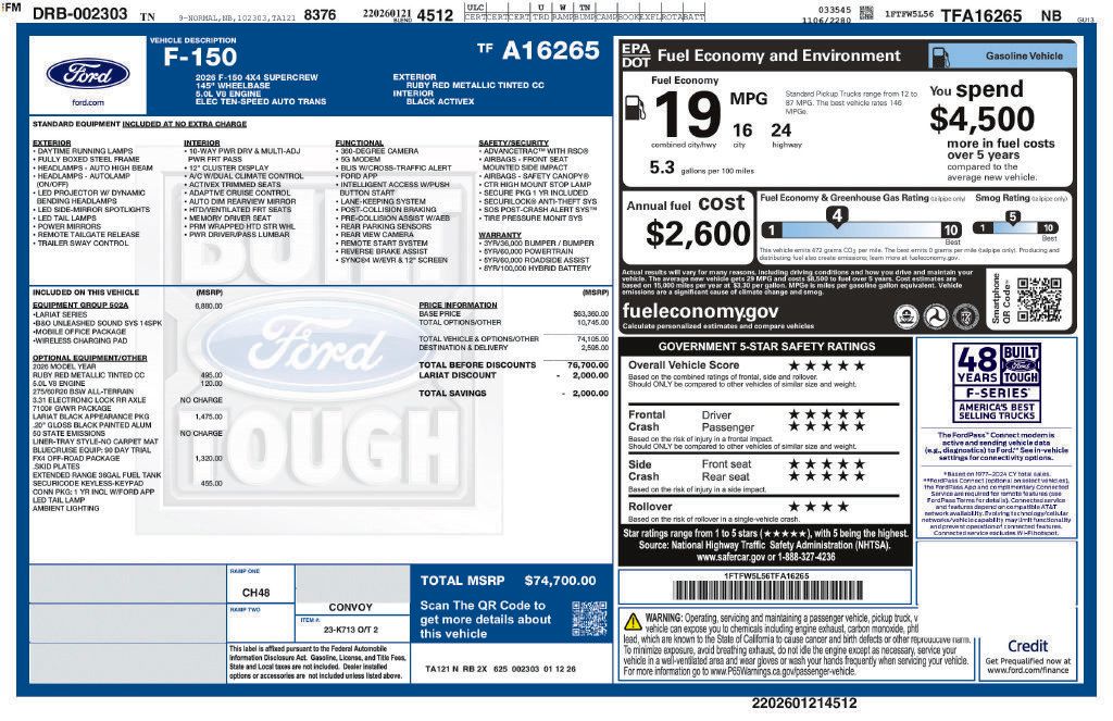 Used 2026 Ford F150 Lariat w/ Equipment Group 502A High AWD/4WD image 39