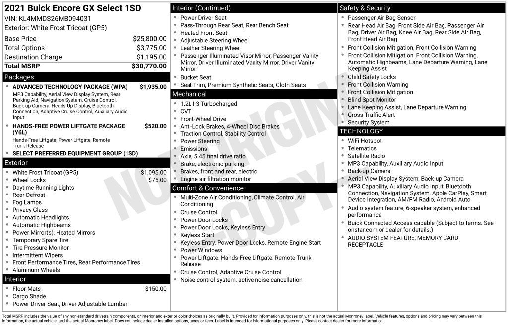 Used 2021 Buick Encore GX Select w/ Advanced Technology Package FWD image 7
