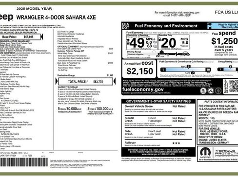 Certified 2025 Jeep Wrangler Unlimited Sahara w/ Safety Group AWD/4WD image 3
