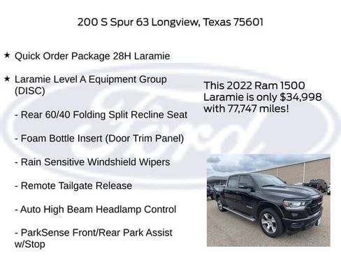 Used 2022 RAM 1500 Laramie w/ Sport Appearance Package RWD image 5