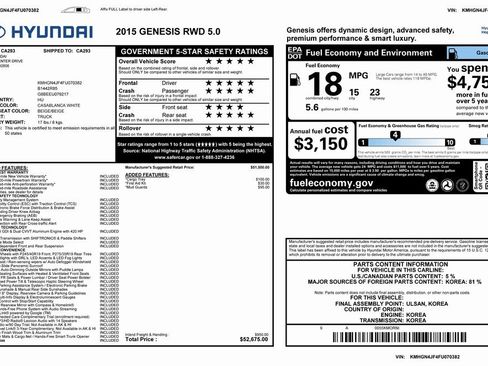 Used 2015 Hyundai Genesis 5.0 image 2