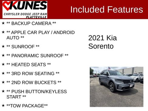 Used 2021 Kia Sorento EX w/ Panoramic Sunroof Package AWD/4WD image 2