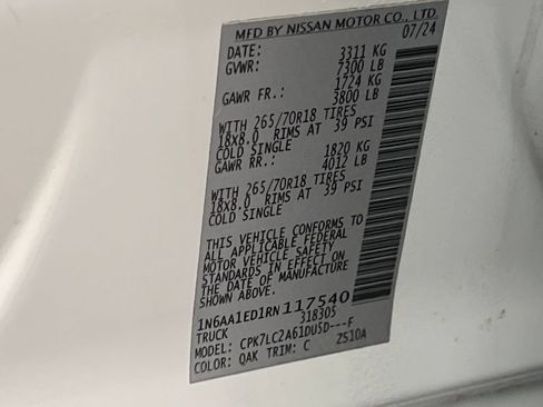 Used 2024 Nissan Titan SV w/ SV Convenience Package AWD/4WD image 76