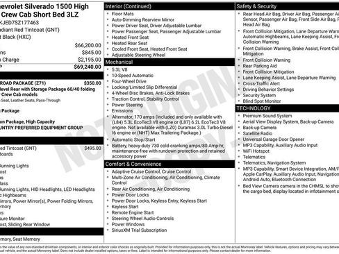 Used 2025 Chevrolet Silverado 1500 High Country w/ Z71 Off-Road Package AWD/4WD image 33