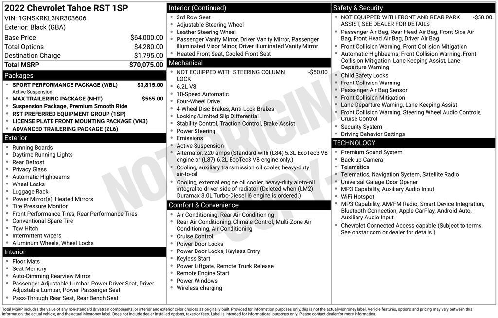 Used 2022 Chevrolet Tahoe RST w/ Sport Performance Package AWD/4WD image 7