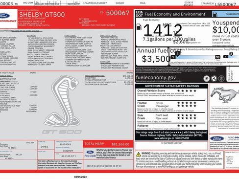 Used 2020 Ford Mustang Shelby GT500 w/ Technology Package image 87