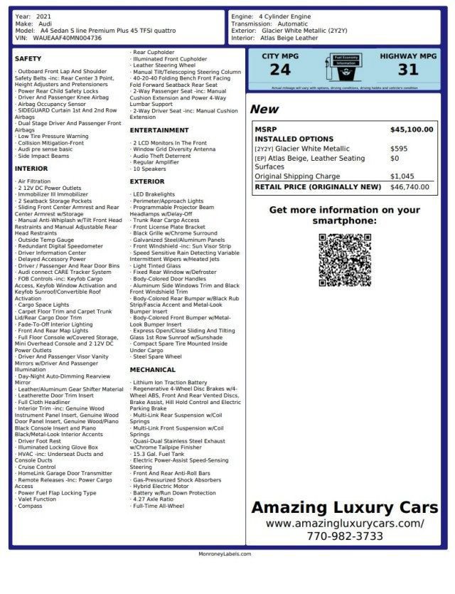 Used 2021 Audi A4 2.0T Premium Plus w/ Premium Plus Package AWD/4WD image 24