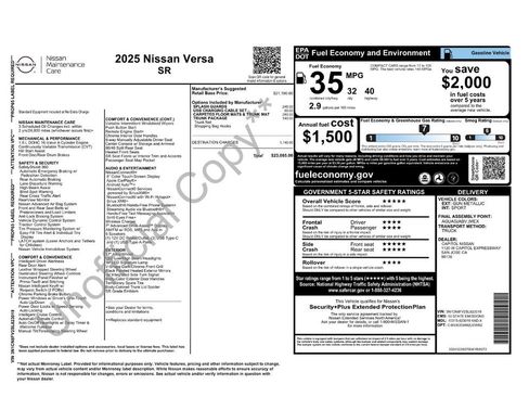 Certified 2025 Nissan Versa SR w/ Trunk Package image 40