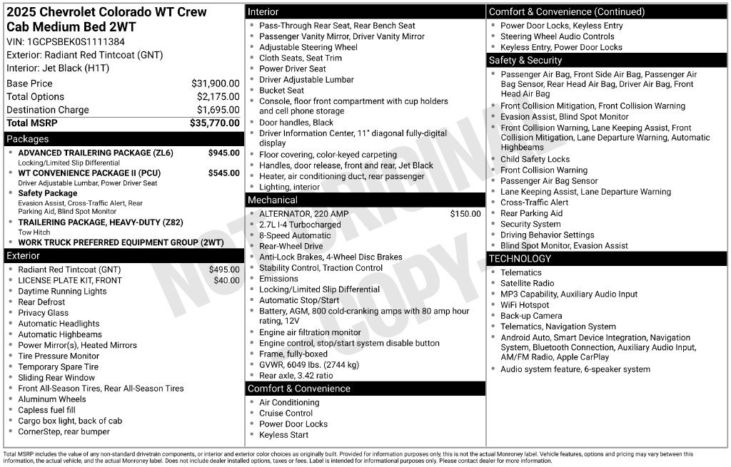 Certified 2025 Chevrolet Colorado W/T w/ Advanced Trailering Package RWD image 4