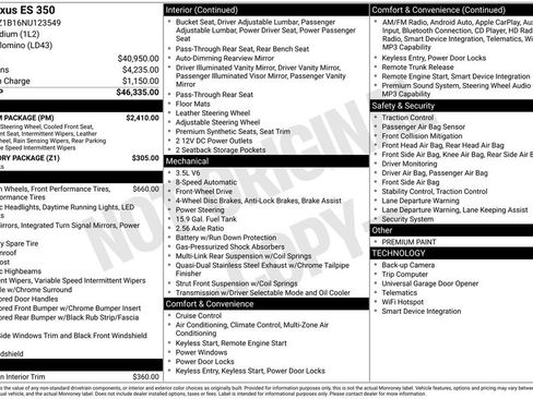 Used 2022 Lexus ES 350 w/ Premium Package image 15