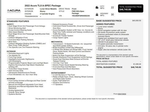 Used 2022 Acura TLX w/ A-SPEC Pkg image 9