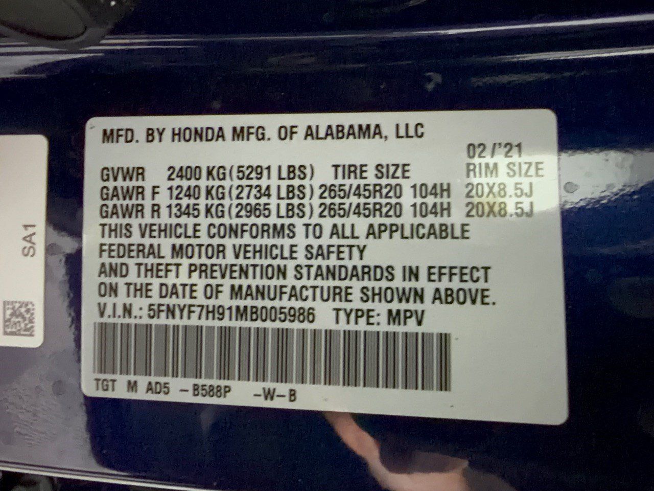 Certified 2021 Honda Passport Touring image 31