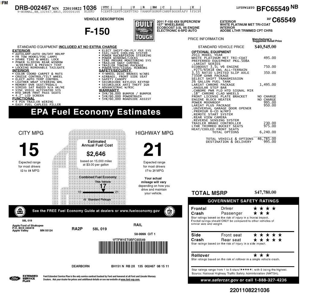 Used 2011 Ford F150 Lariat w/ Lariat Chrome Pkg AWD/4WD image 3